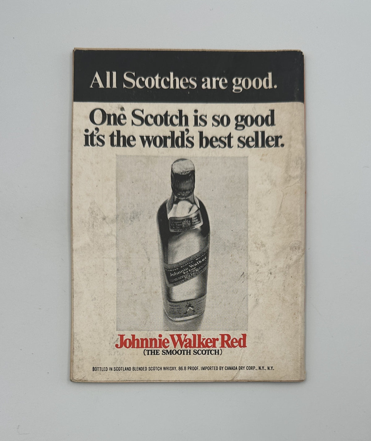 Back cover of Jet Magazine July 18, 1968 featuring an advertisement for Johnnie Walker Red Scotch Whisky, emphasizing its status as the world's best seller.