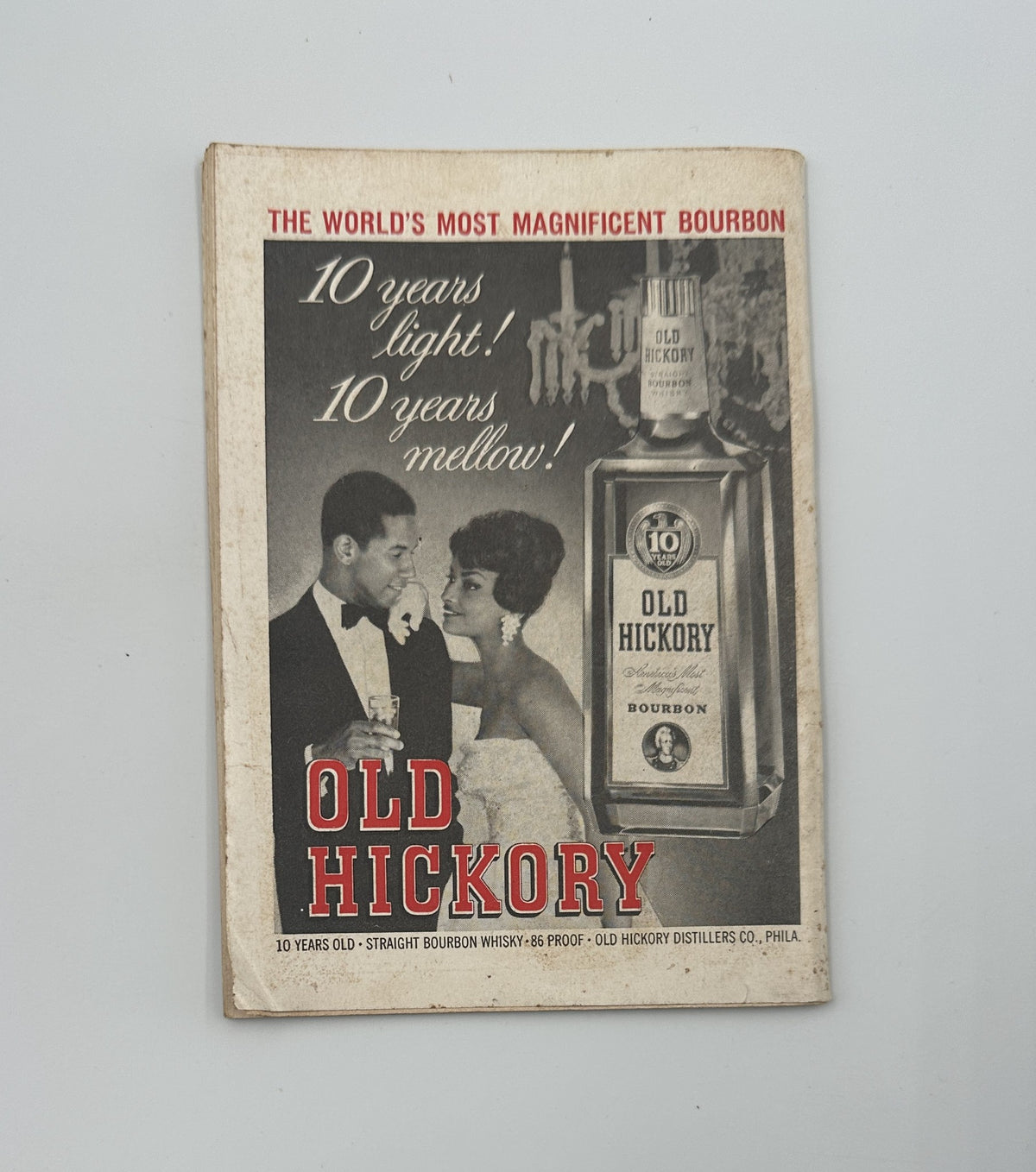 Advertisement page in Jet Magazine May 4, 1961 for Old Hickory Bourbon whiskey, featuring an elegant couple.