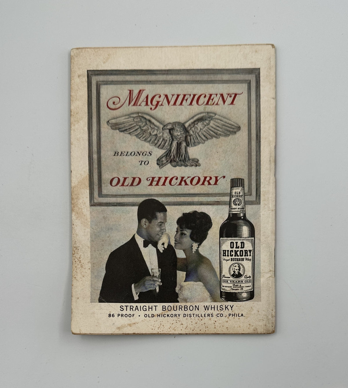 Advertisement for Old Hickory Straight Bourbon Whisky from the January 26, 1961 issue of Jet Magazine, featuring a stylish couple enjoying the drink.