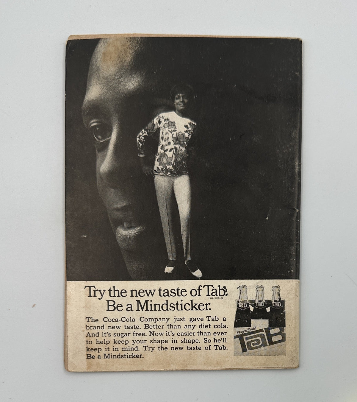 Ad from Jet Magazine May 16, 1968, promoting Tab soda as a healthier alternative, along with a visual of the product and its branding.