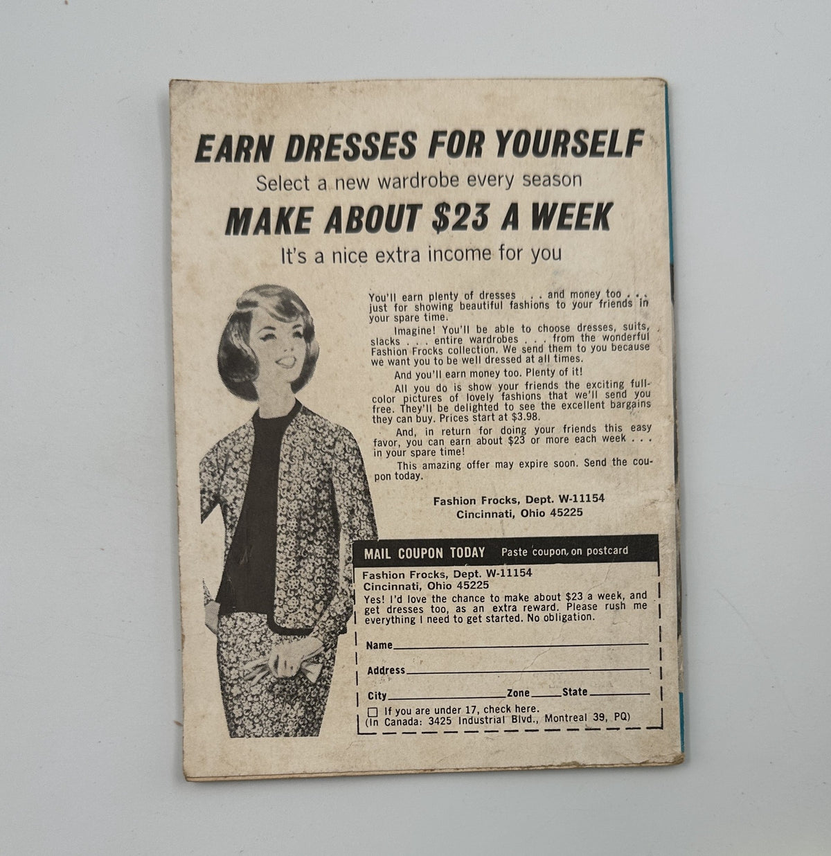 Advertisement page from Jet Magazine January 13, 1966 promoting a fashion opportunity to earn income through dress making, reflecting trends of the era.