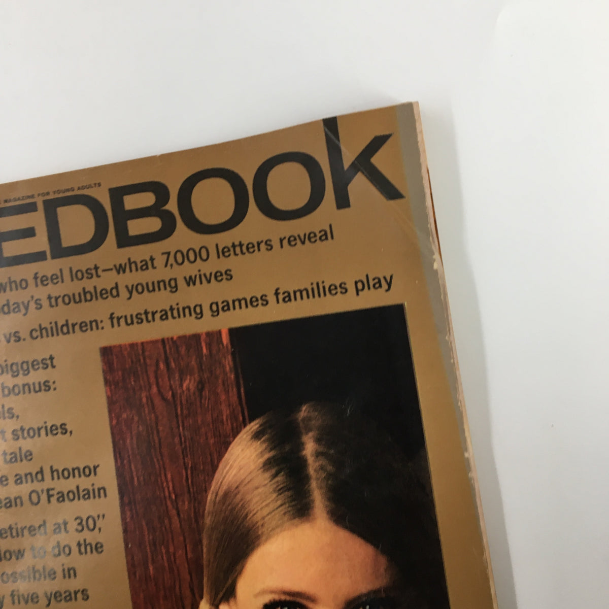 Close-up of the cover of VTG Redbook Magazine August 1966 highlighting the headline 'Women who feel lost' alongside a female model.