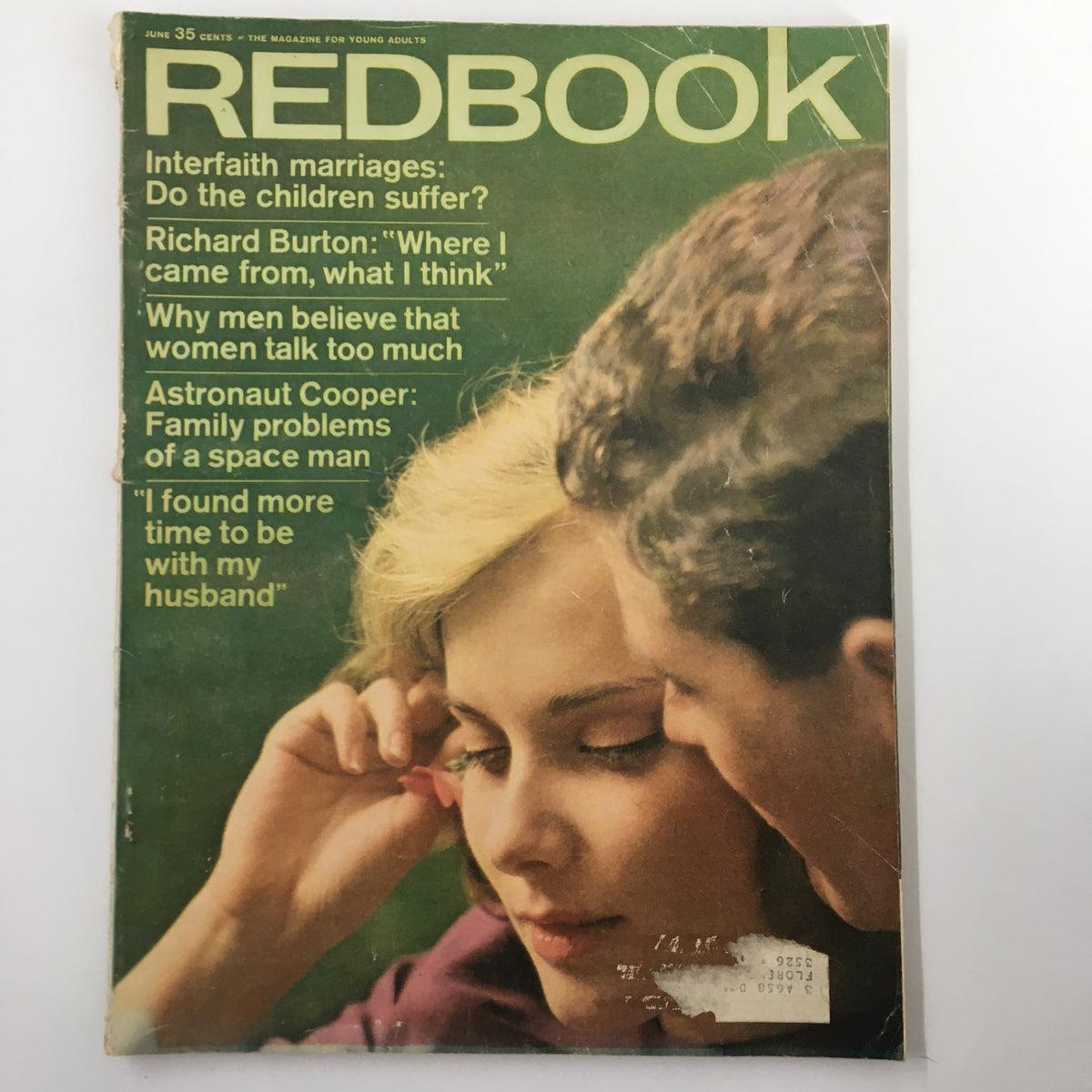 VTG Redbook Magazine June 1963 cover featuring an article about Astronaut Cooper and family problems of a space man, with a couple featured on the cover.