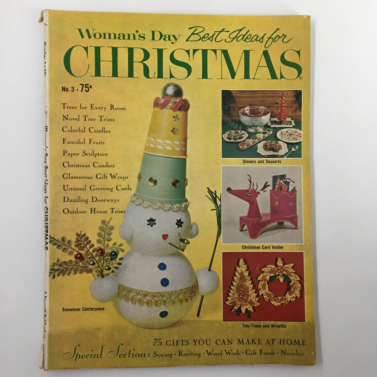 Vintage Woman's Day Magazine No. 3 featuring Best Ideas for Christmas cover, showcasing festive decorations and holiday themes.