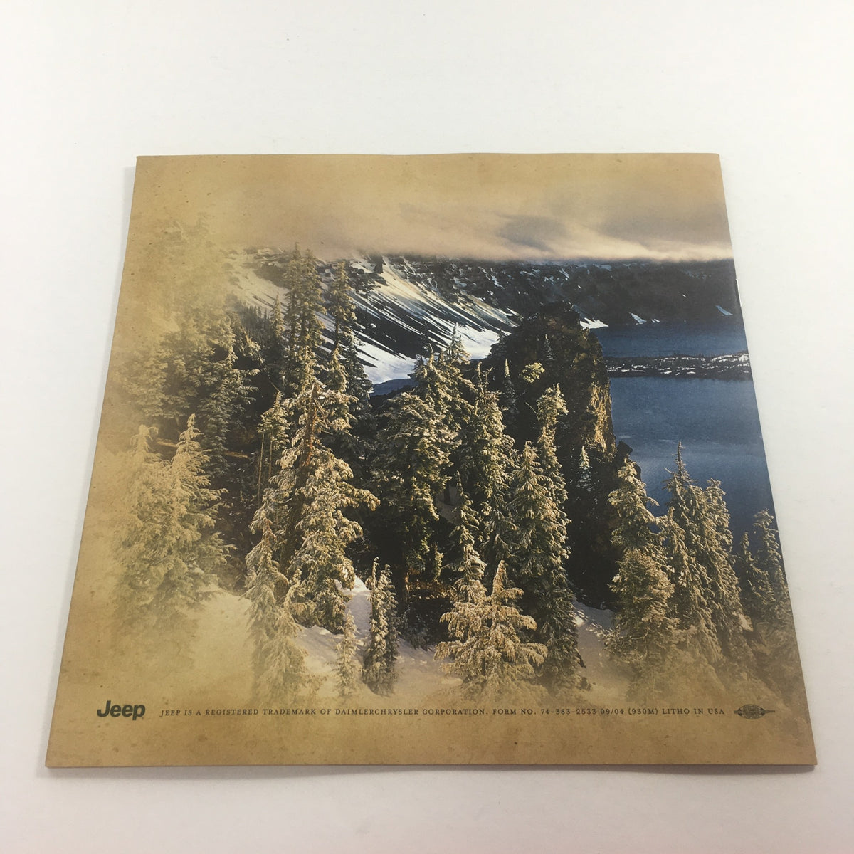 2005 Jeep Wrangler Liberty, Grand, Cherokee Dealership Car Auto Brochure Catalog cover featuring a scenic mountain and lake landscape with evergreen trees.