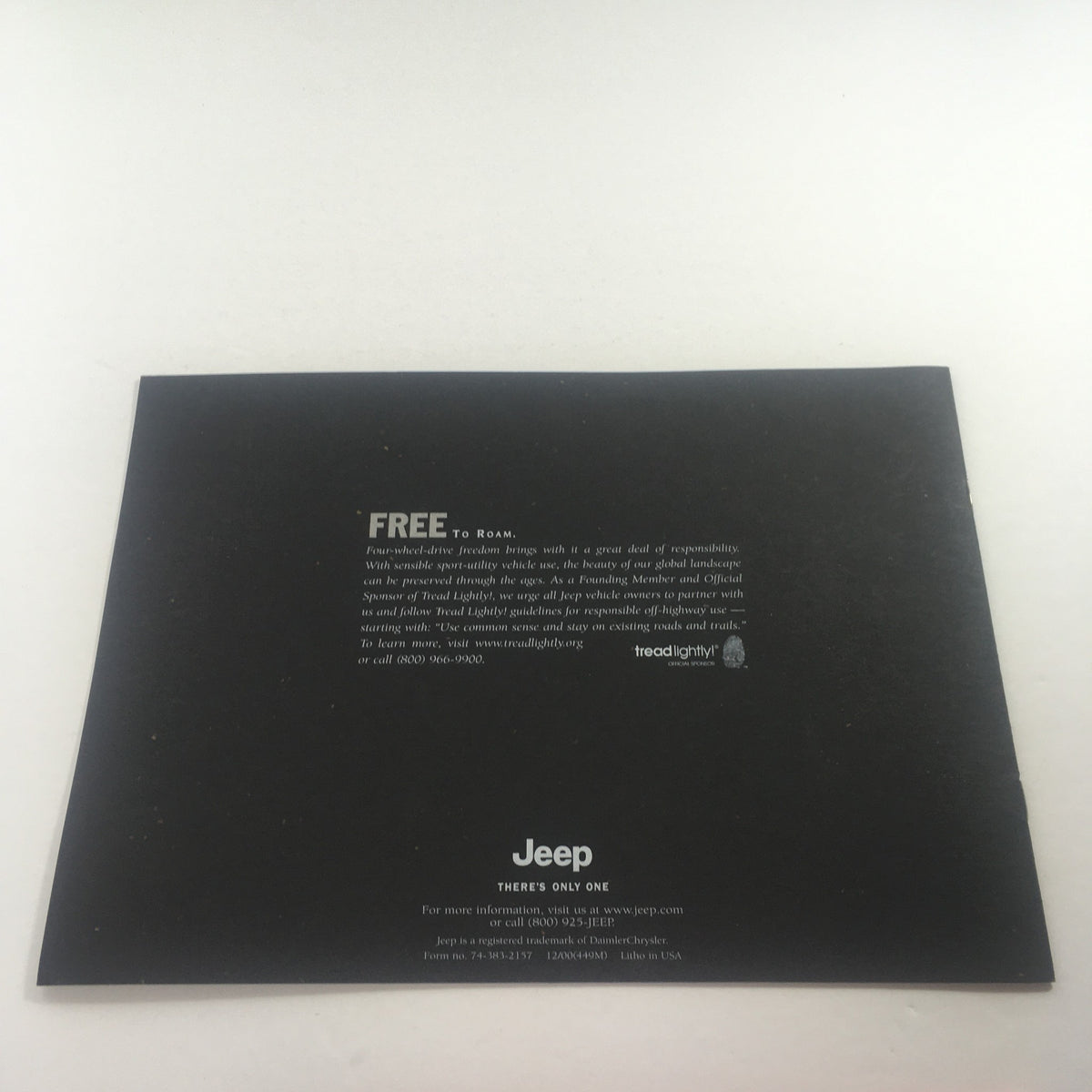 Back cover of the 2002 Jeep Liberty brochure highlighting brand information with the tagline 'FREE to Roam', from the 2002 Jeep Liberty Dealership Car Auto Brochure Catalog.