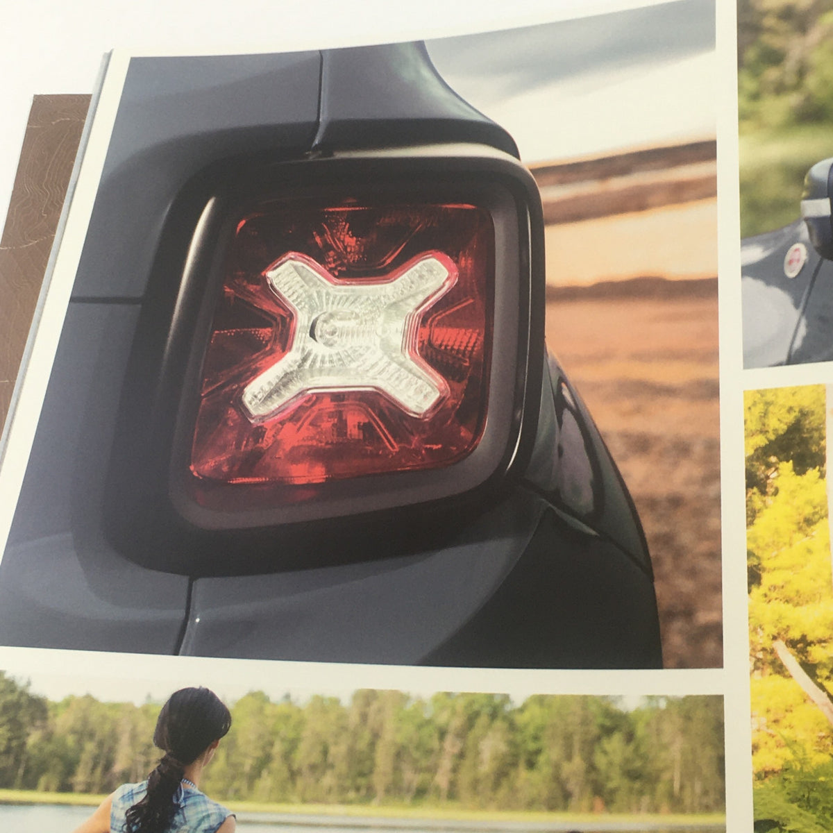 Close-up image of the tail light on the Jeep Renegade featured in the 2016 Jeep Renegade Dealership Car Auto Brochure Catalog, highlighting its modern and stylish features.