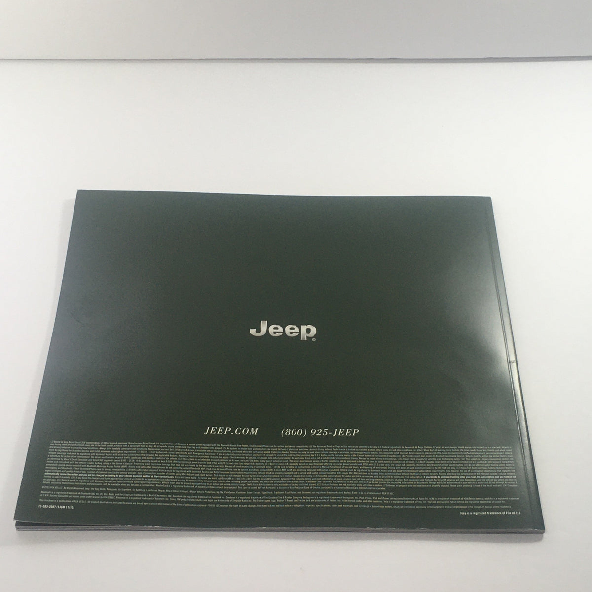 Back cover of the 2016 Jeep Renegade Dealership Car Auto Brochure Catalog, displaying the Jeep logo and contact information.