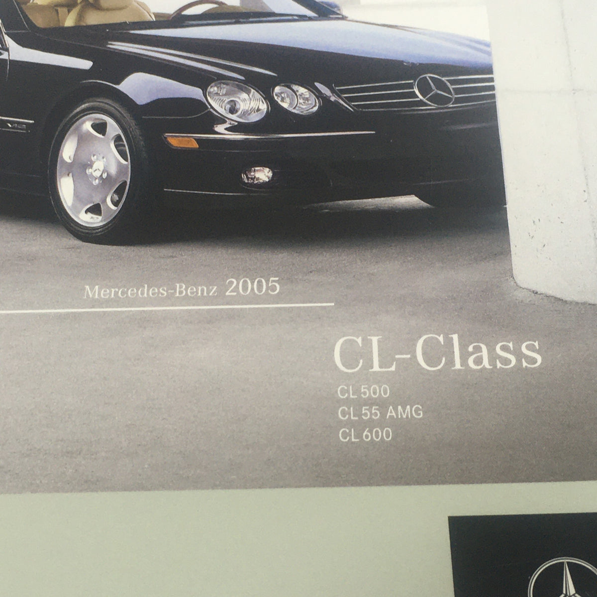 2005 Mercedes-Benz CL-Class 500-55-AMG-600 dealership car auto brochure catalog featuring a detailed image of the car's front view.