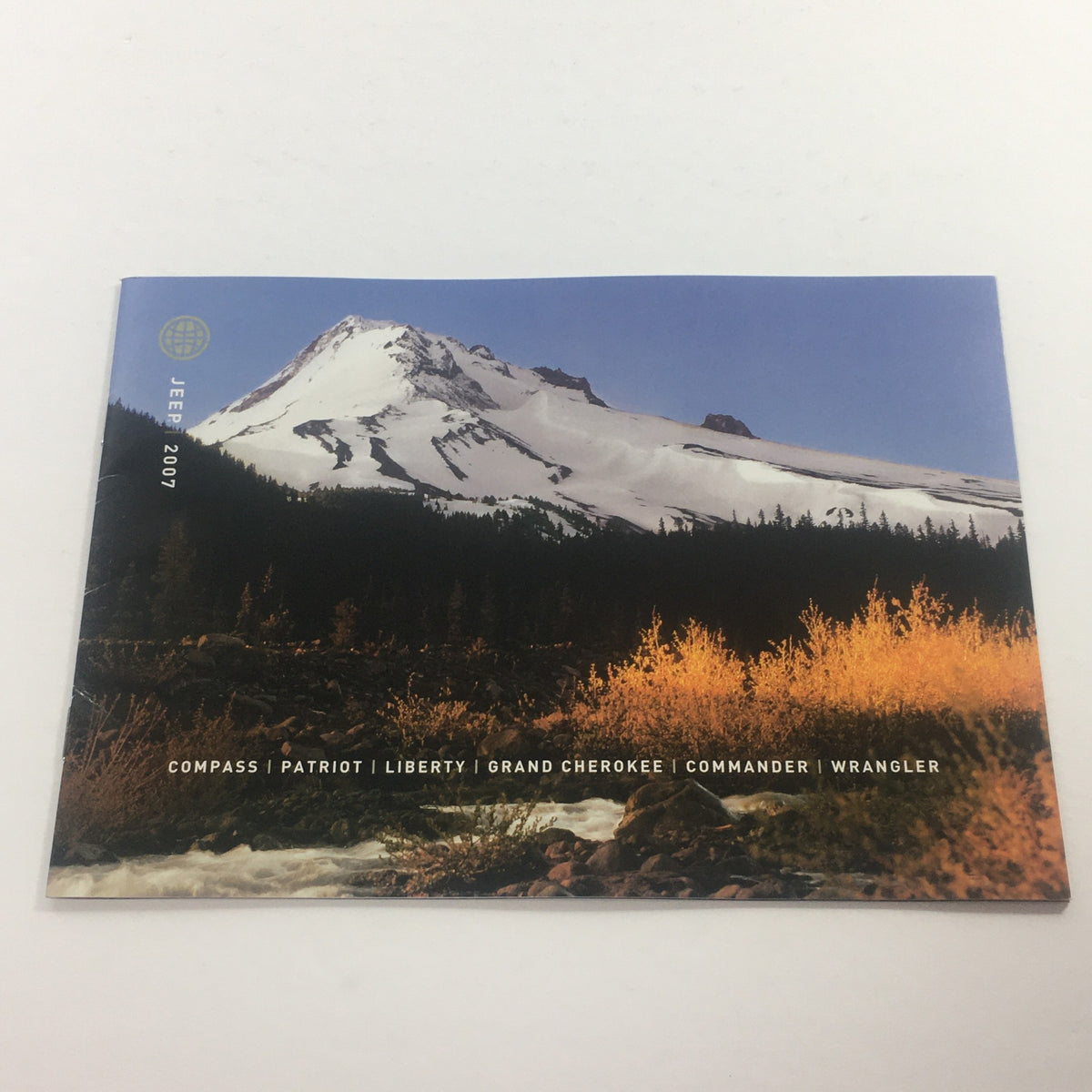 2007 Jeep Compass-Patriot-Liberty-Wrangler dealership car auto brochure catalog featuring a stunning mountain landscape on the cover.