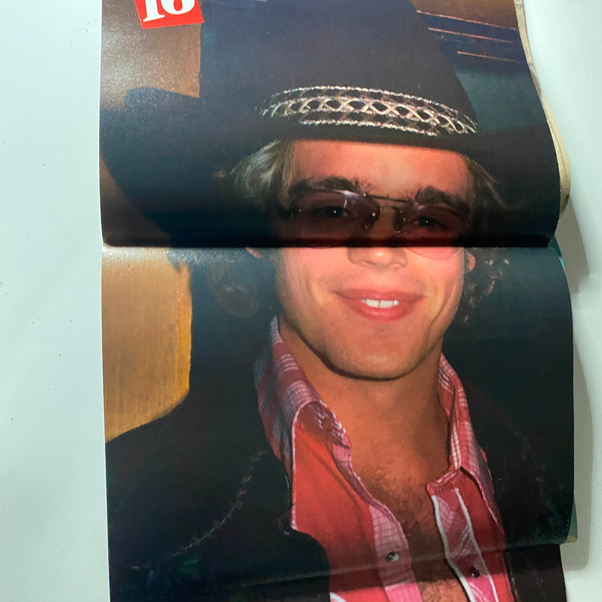 16 Magazine May 1981 centerfold image featuring a male celebrity in stylish attire, capturing the essence of the 1980s pop culture.