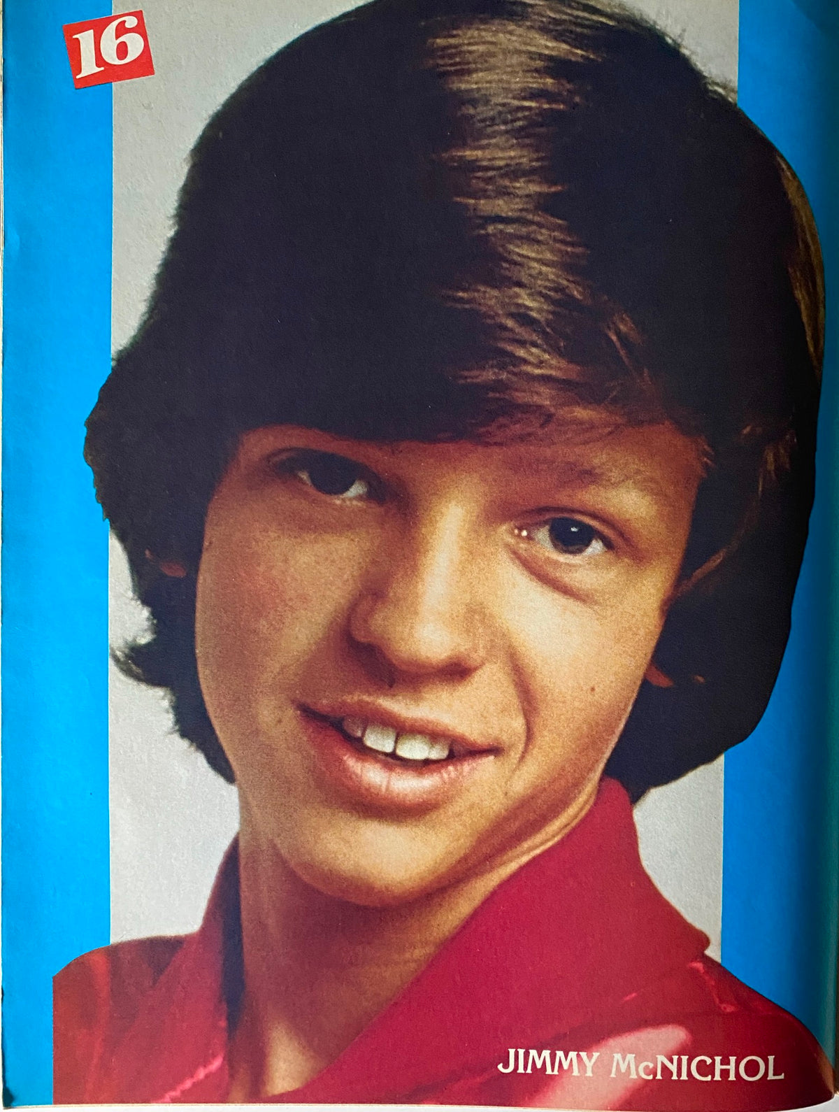 Portrait of Jimmy McNichol from 16 Magazine June 1979, highlighting his youthful features and classic hairstyle.