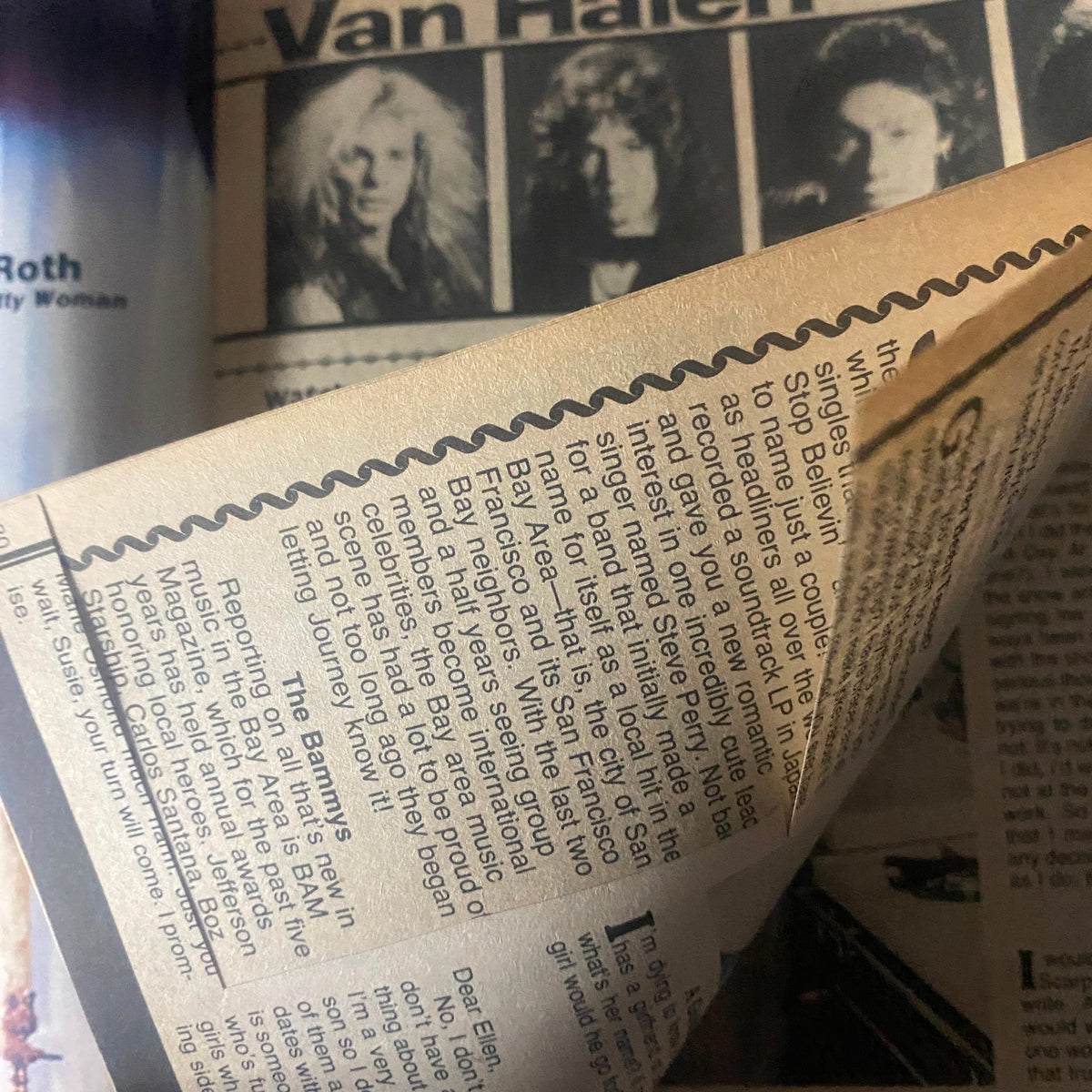 An article from the July 1982 issue of 16 Magazine discussing Van Halen and their cinematic appearances.