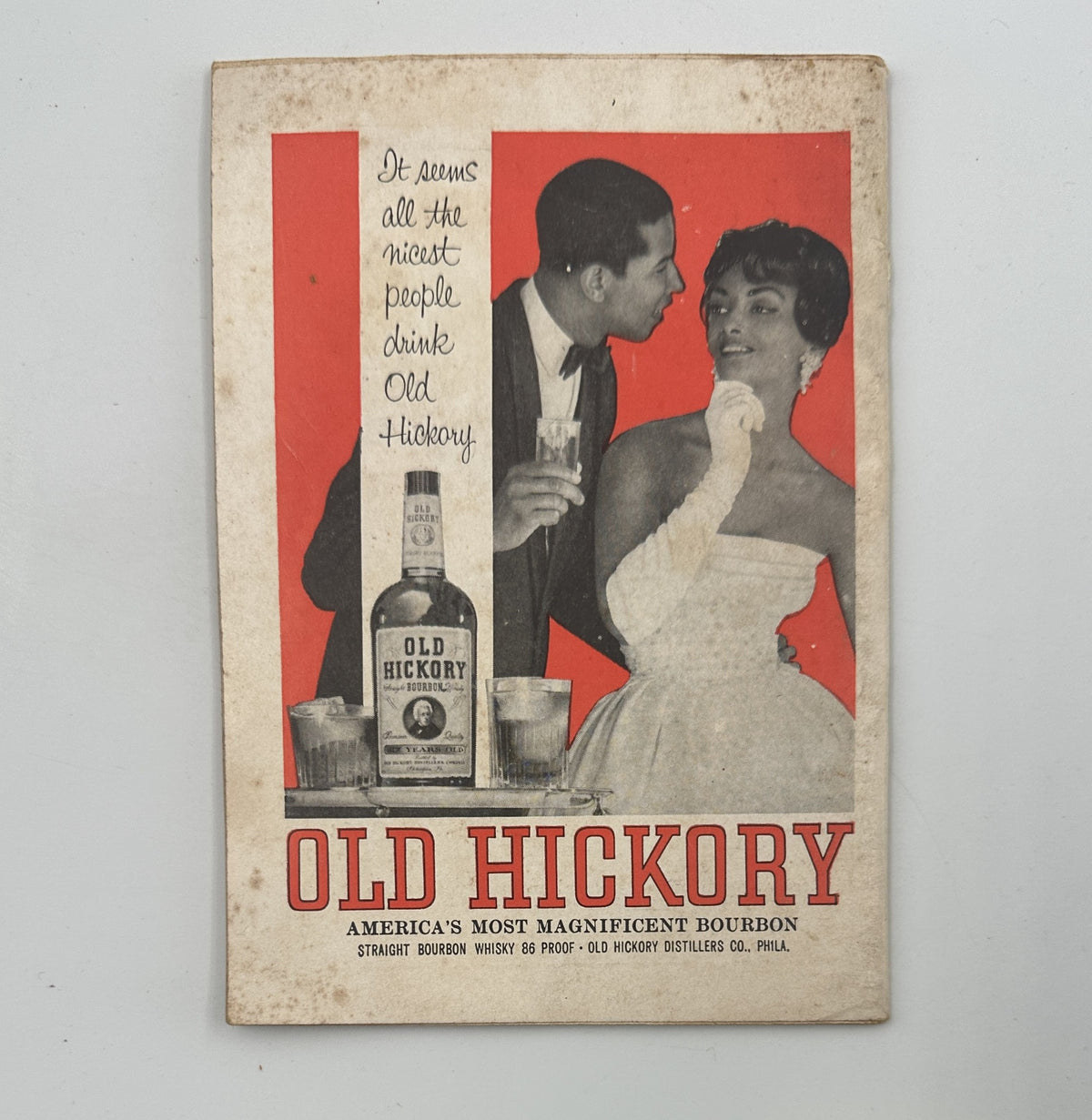 Advertisement for Old Hickory Bourbon featured in Jet Magazine October 21, 1965, emphasizing its popularity among stylish individuals.
