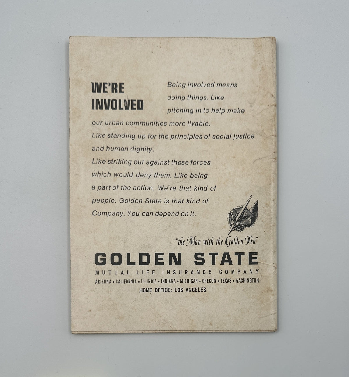 Back cover of Jet Magazine July 10, 1969 displaying an advertisement for Golden State Mutual Life Insurance Company.