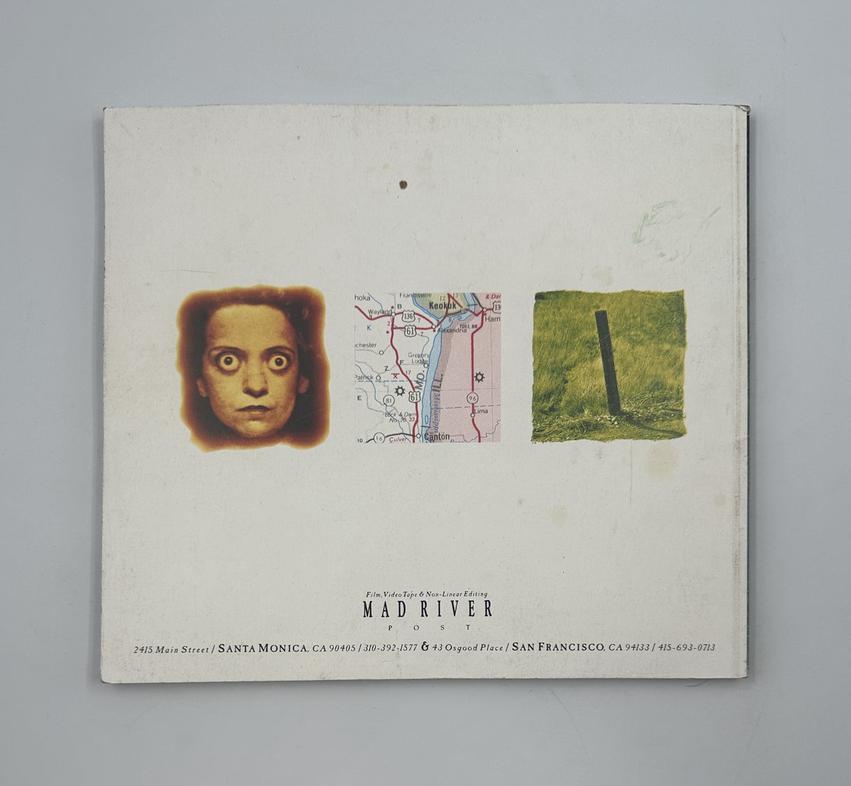 Back cover of Cinefex Magazine December 1994 No. 60 featuring a simple design with an abstract image, providing branding for Mad River Books.