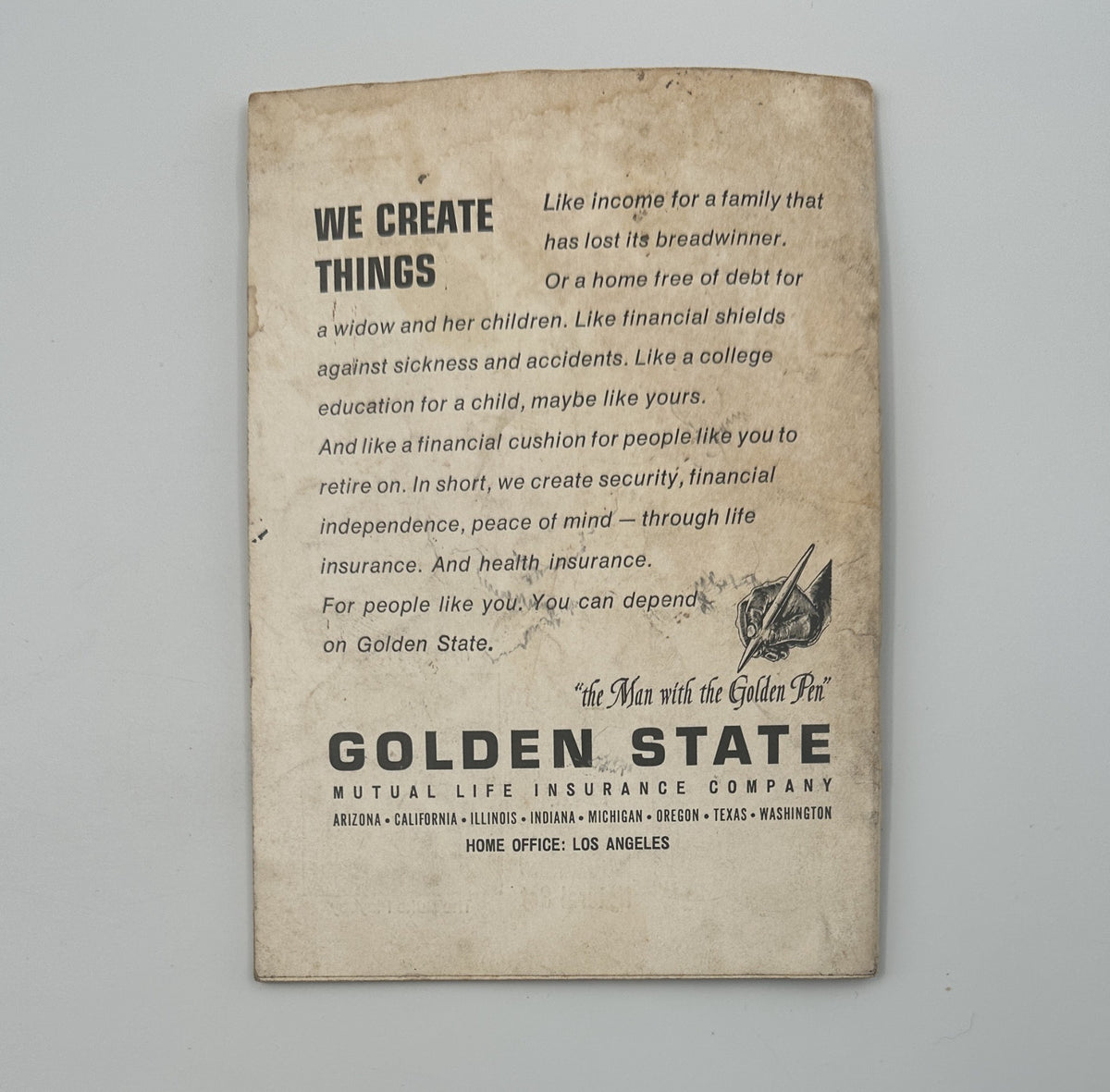 Back page of Jet Magazine May 29, 1969, featuring an advertisement for Golden State Mutual Life Insurance Company, highlighting services and benefits related to financial independence and health insurance.