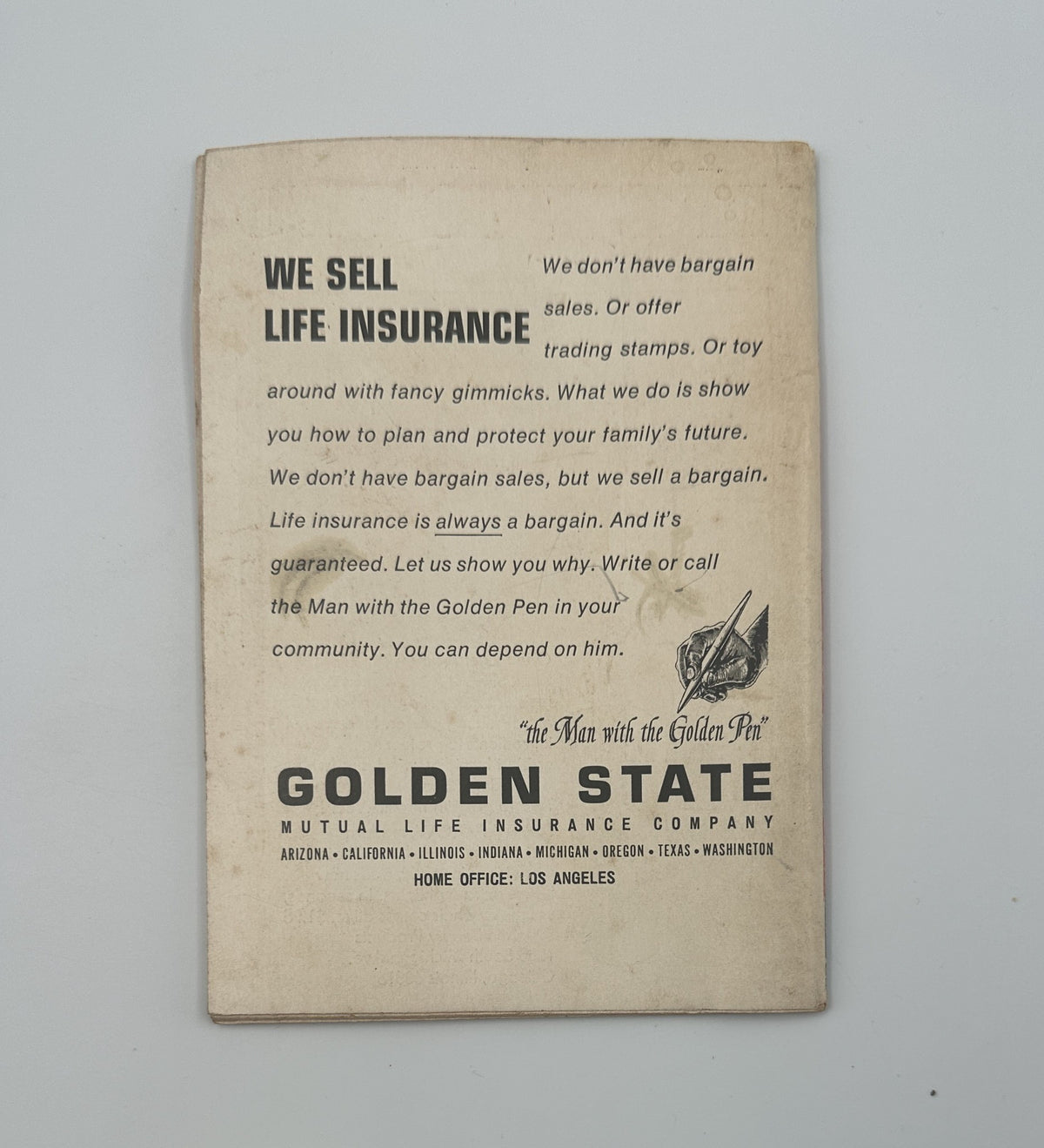 Back cover of Jet Magazine from September 4, 1969, featuring an advertisement for Golden State Mutual Life Insurance Company. The ad promotes life insurance services and emphasizes the importance of protecting one's family.