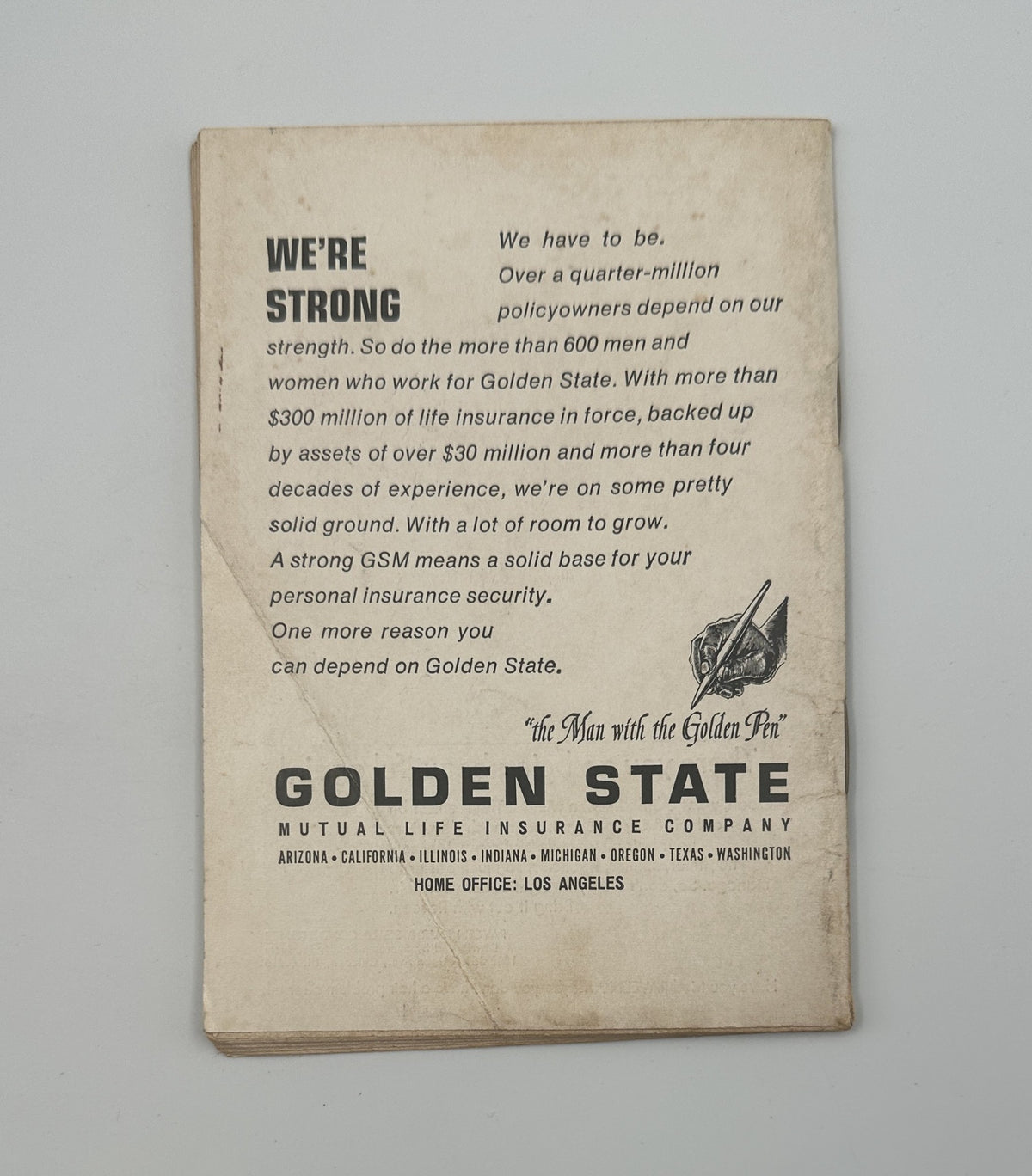 Vintage advertisement from Golden State Mutual Life Insurance Company featuring the slogan 'We're Strong' and highlighting their services, accompanying the Jet Magazine April 3, 1969 Sylvia Drew War on Poverty Cover.