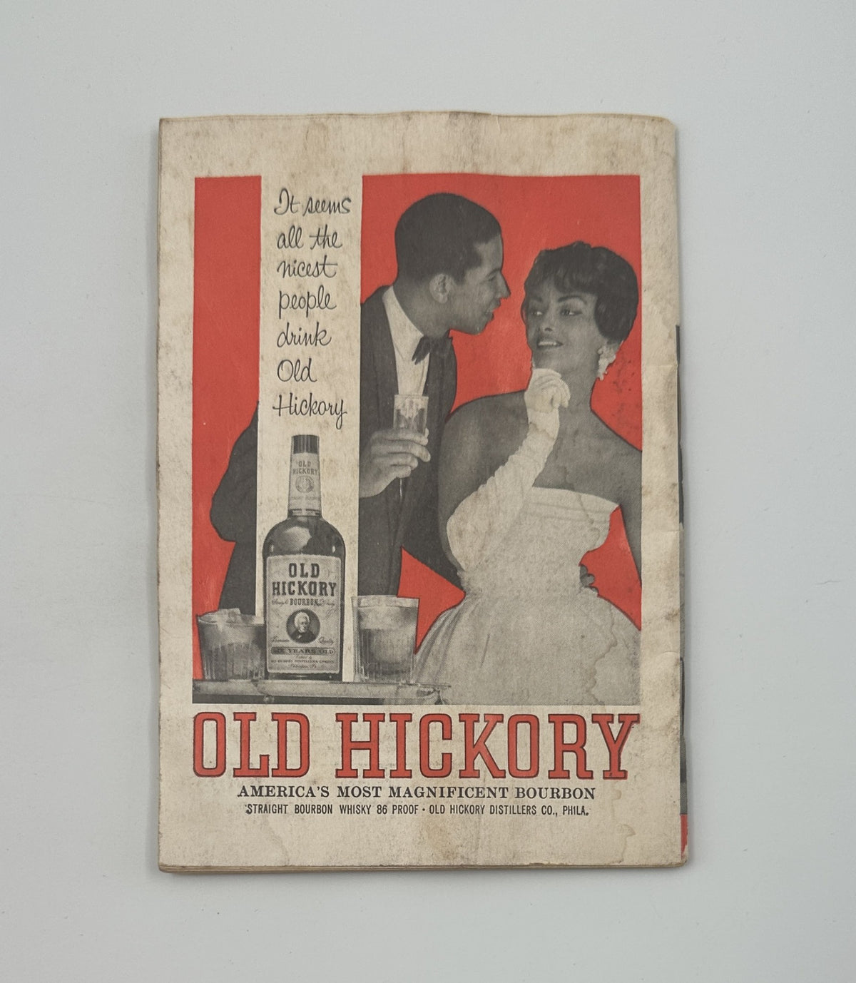 Advertisement in Jet Magazine September 30, 1965 for Old Hickory bourbon, showcasing a couple enjoying drinks.