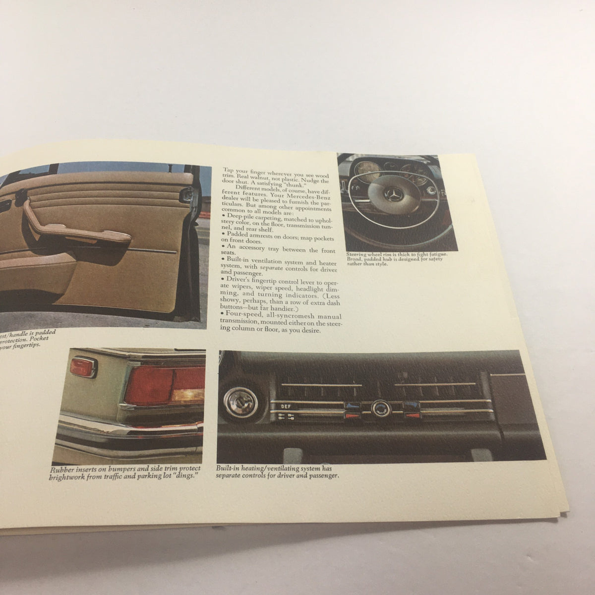 Interior detail from the 1954 Mercedes-Benz 300-SL Fuel Injection Dealership Car Auto Brochure showcasing the driver's seat and dashboard features.