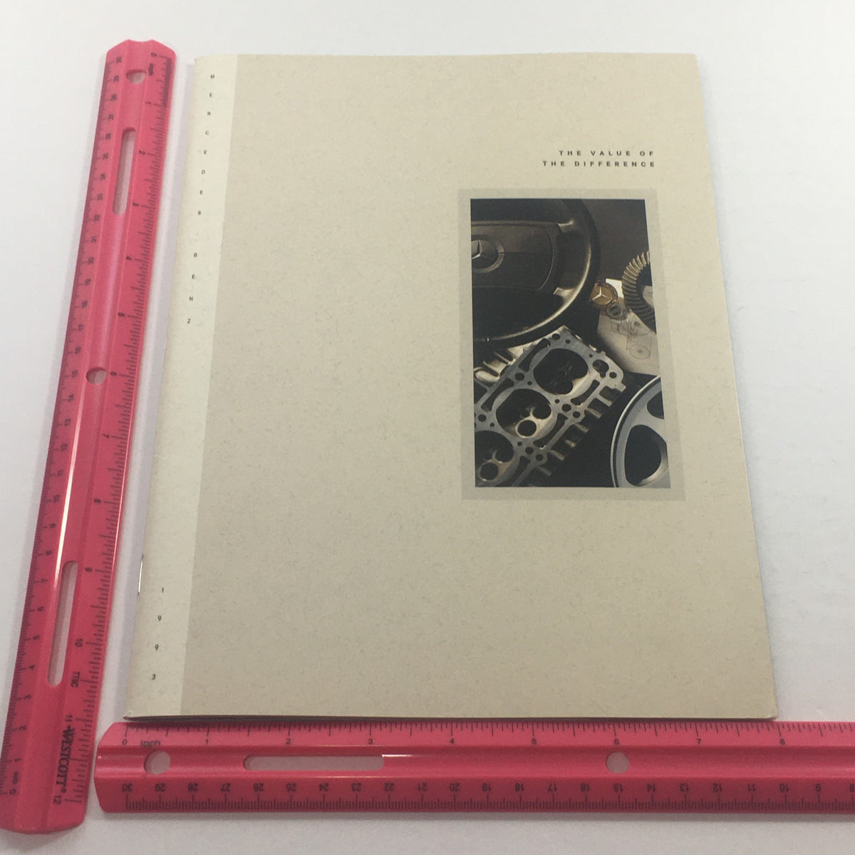 1993 Mercedes-Benz The Value Of Difference Dealership Car Auto Brochure Catalog, featuring the cover with an image of automobile components and the title 'The Value Of The Difference'.