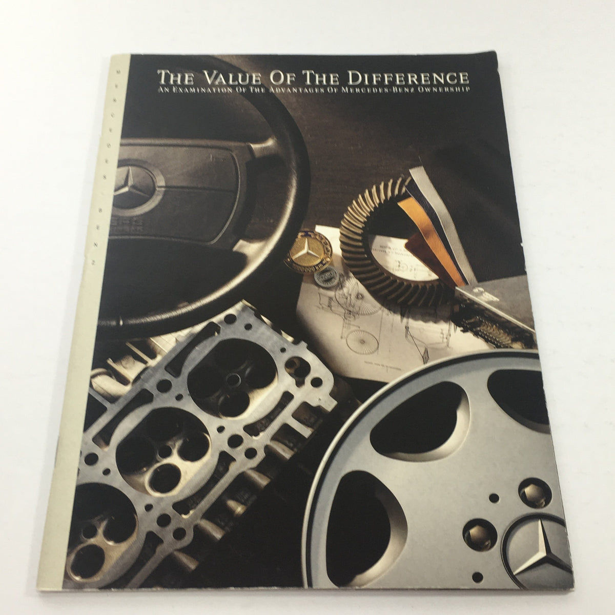 Cover of the 1992 Mercedes-Benz Value of Difference Dealership Car Auto Brochure Catalog featuring automotive parts and accessories, highlighting the luxury and engineering of Mercedes-Benz vehicles.