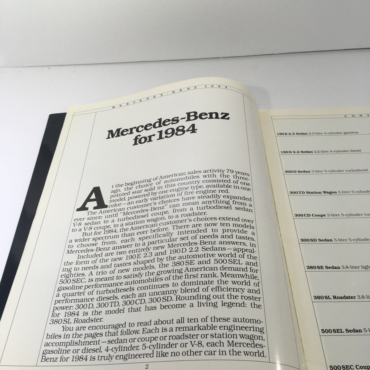 Interior page of the 1984 Mercedes-Benz 190E 2.3/190D 2.2 Sedans Dealership Car Auto Brochure featuring Mercedes-Benz car details and specifications.