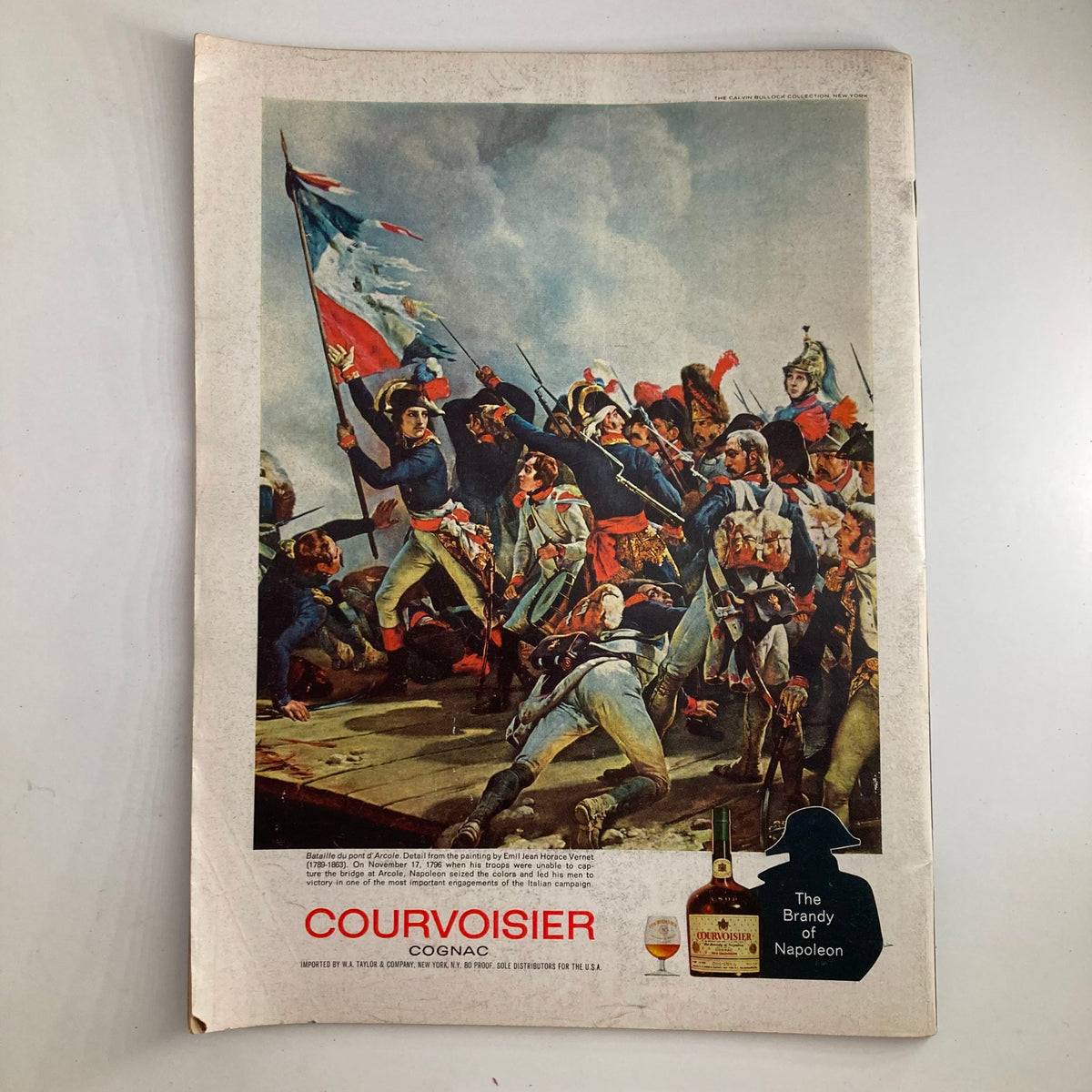 VTG Newsweek Magazine January 29 1968 cover featuring a historical painting scene with soldiers, flags, and a Courvoisier Cognac advertisement, reflecting 1960s American history and culture.