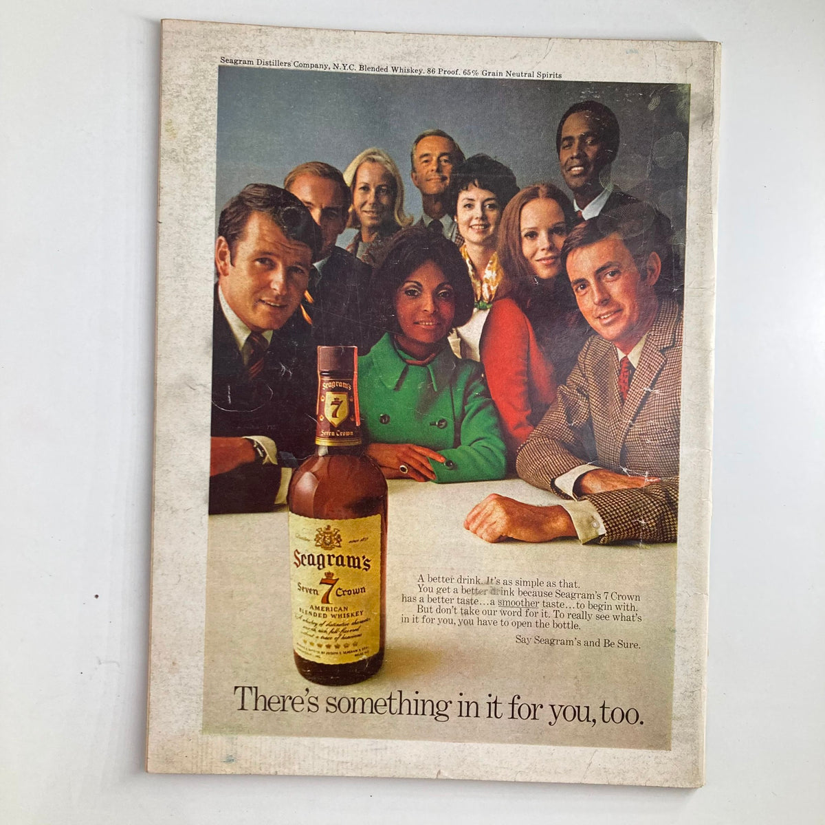 Cover image of VTG Newsweek Magazine from December 2, 1968, featuring a group of professionals around a table with Seagram's 7 Crown whiskey bottle, alongside the title 'The Money Crisis & Soviet Gamesmanship,' reflecting the economic and political challenges of that era.