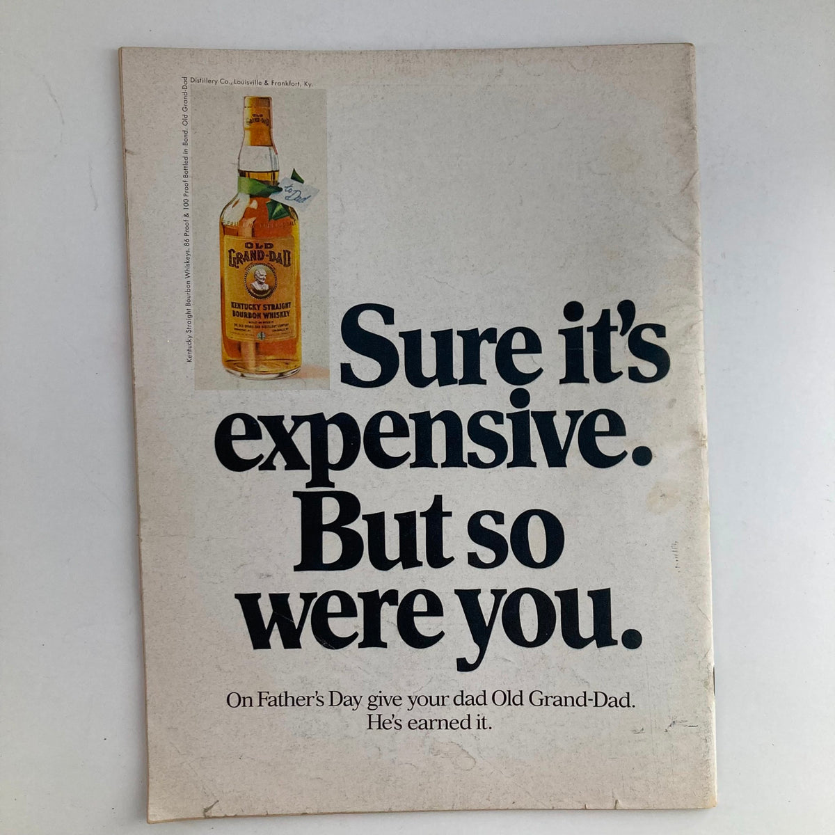 Back cover of VTG Newsweek Magazine June 10 1968 with an advertisement for Old Grand-Dad Bourbon.