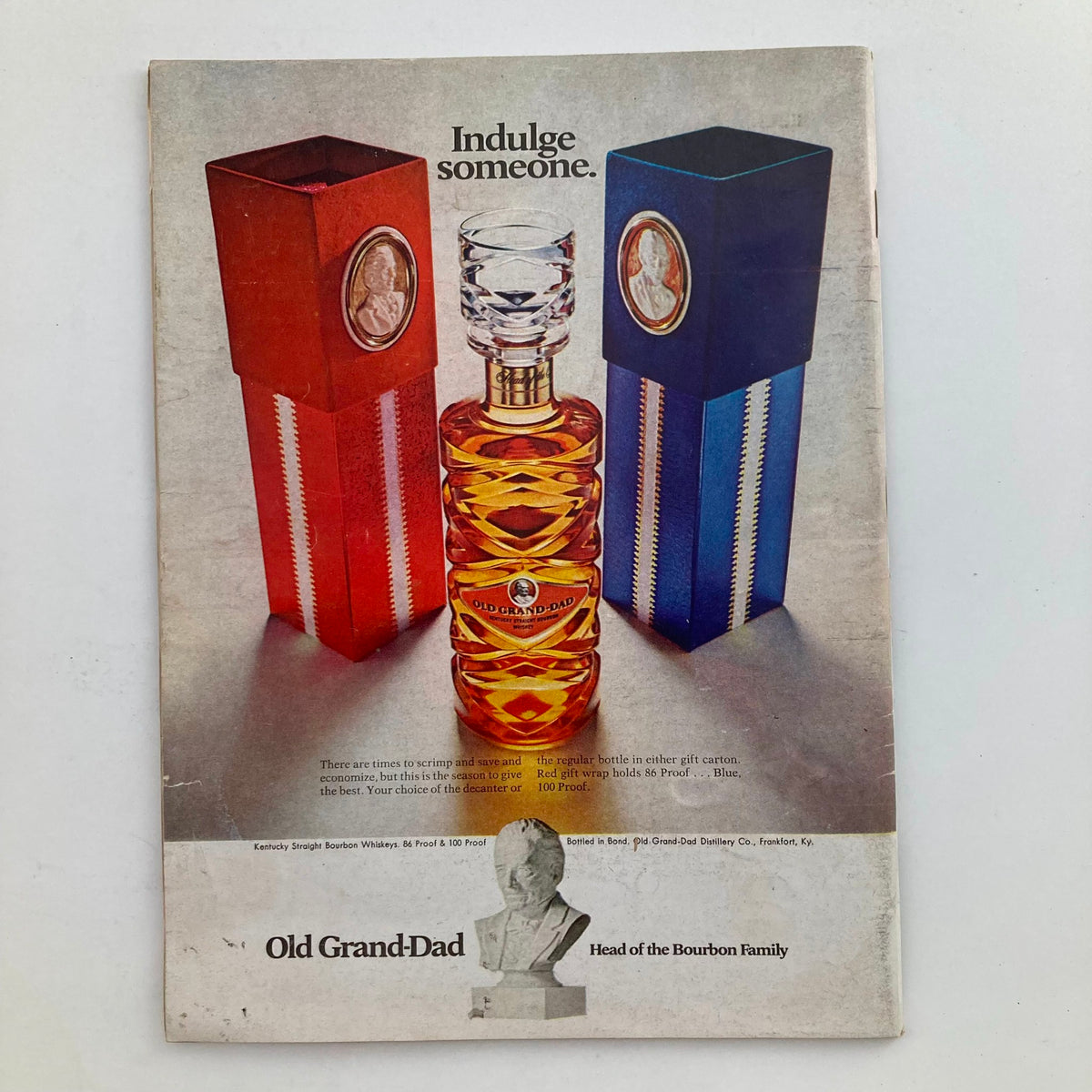 Cover advertisement from the VTG Newsweek Magazine December 1 1969 featuring Old Grand-Dad bourbon whiskey, promoting holiday gifting with a stylish bottle and packaging.
