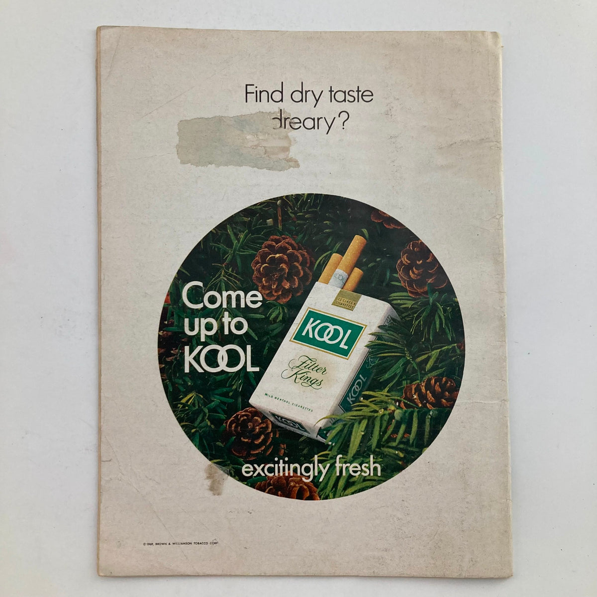 Back cover of VTG Newsweek Magazine December 29 1969 Good-bye to the '60s featuring a vintage advertisement for Kool cigarettes, highlighting the advertising style of the time.