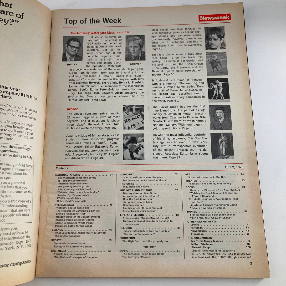 Vintage Newsweek Magazine April 2 1973 The Growing Watergate Mess