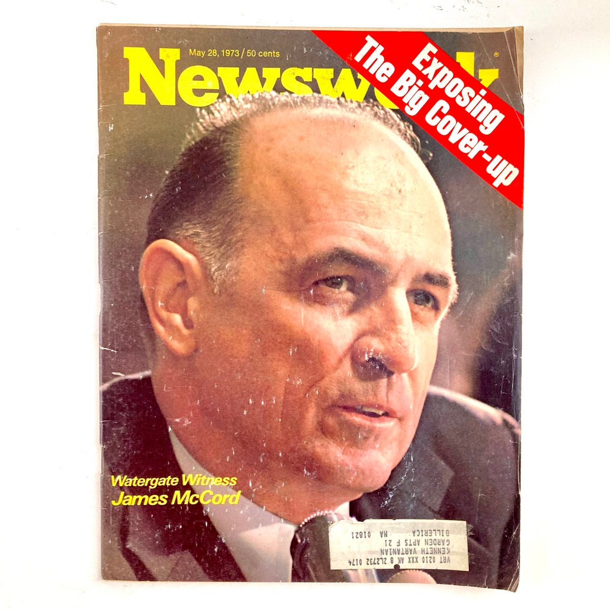 Cover of VTG Newsweek Magazine from May 28, 1973, featuring Watergate witness James McCord, highlighting the investigation with a bold statement on the cover about exposing the big cover-up.