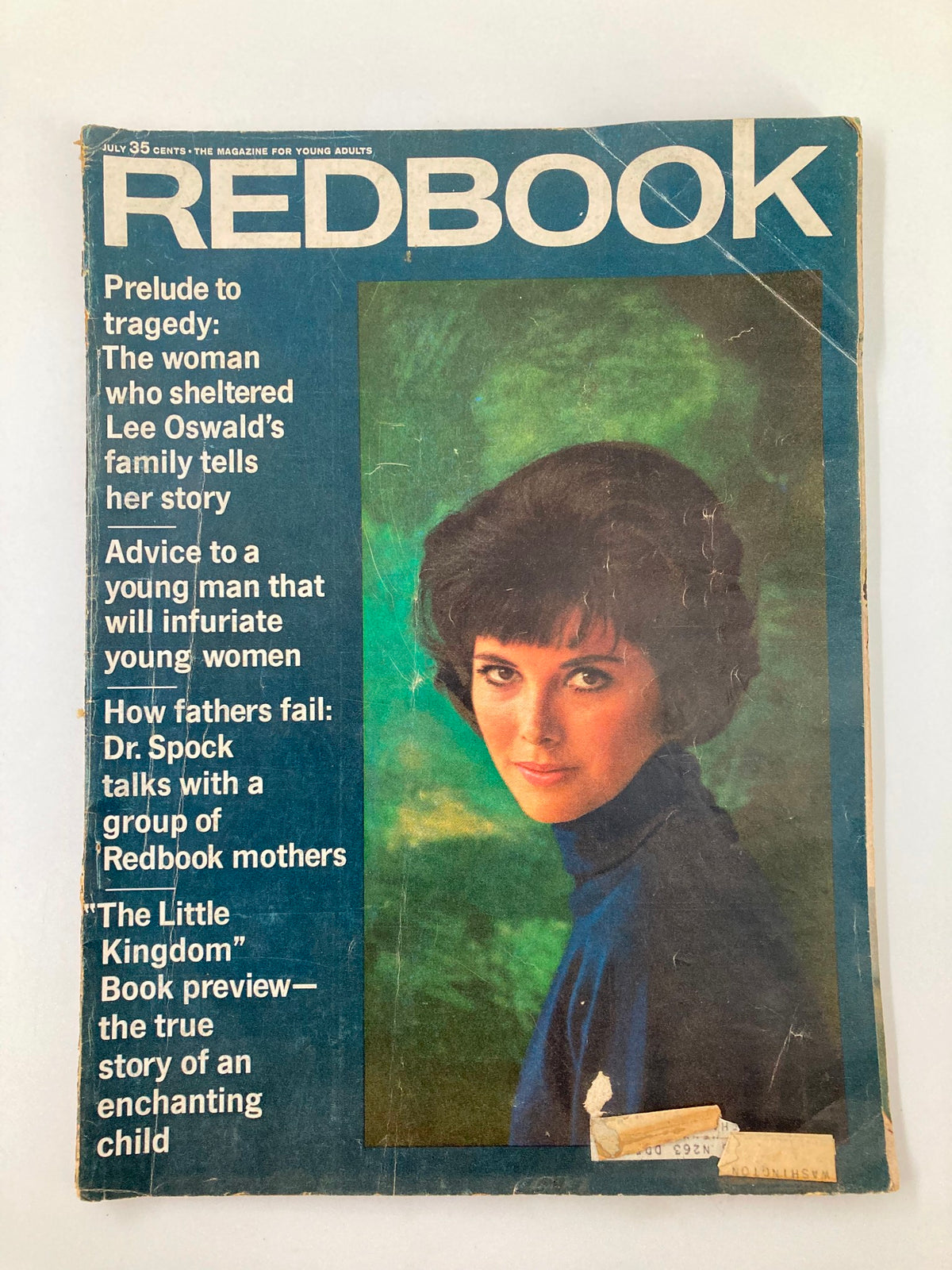 VTG Redbook Magazine July 1964 cover featuring captivating articles, including 'Even the Devil Gets Lonesome' and a recipe for 'A Chocolate Cake'.