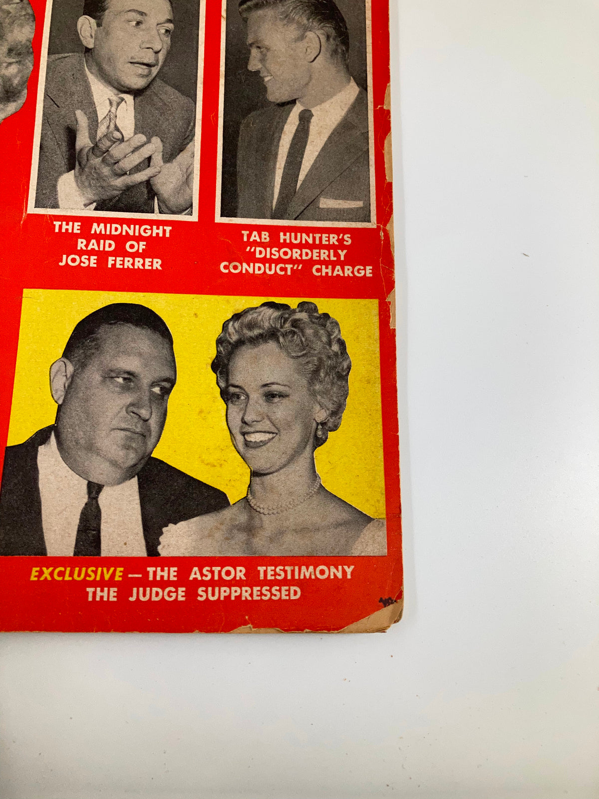 Cover of VTG Confidential Magazine September 1955 featuring Jose Ferrer and Tab Hunter, highlighting exclusive stories and celebrity gossip.