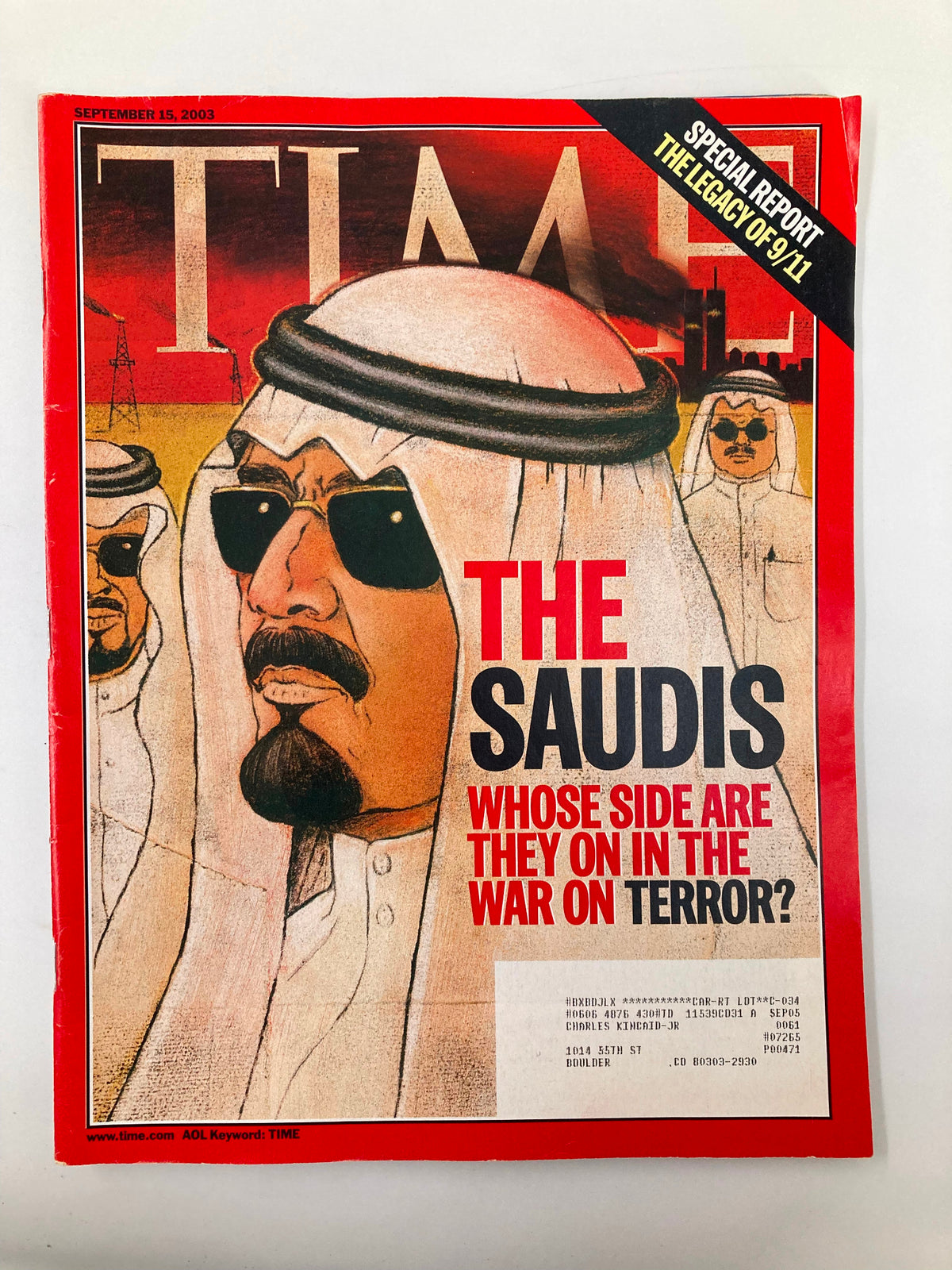 Time Magazine September 15 2003 The Saudis and The Legacy of 9/11