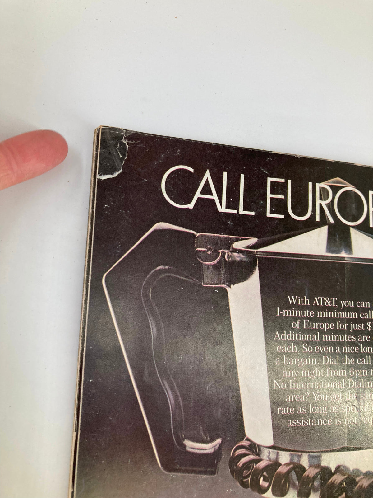 Back cover detail of The New Yorker Magazine January 16, 1984, showing minor wear and a small rip.