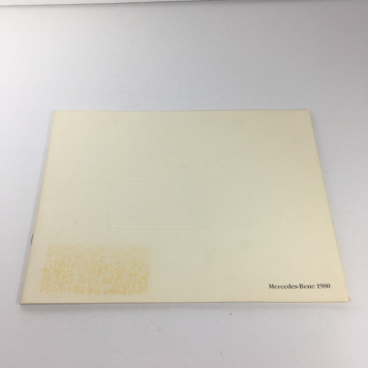 Back cover of the 1980 Mercedes-Benz 280CE dealership car auto brochure catalog, featuring simple design and imprint of 'Mercedes-Benz 1980.'