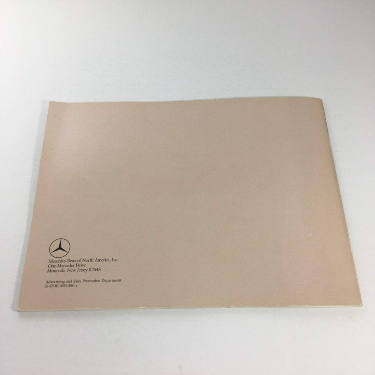 Back cover of the 1982 Mercedes-Benz 300-Turbodiesel Dealership Car Auto Brochure Catalog, showcasing the Mercedes-Benz logo and contact details for the North American office.