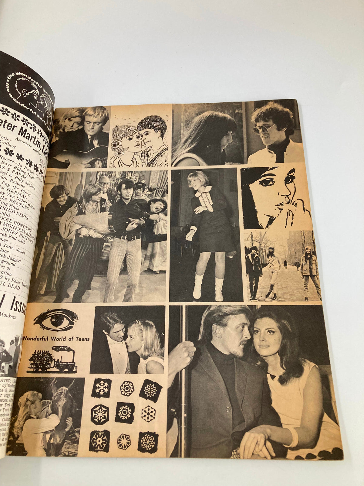 Inside page of the VTG Movie Teen Illustrated Magazine October 1967 showcasing various vintage black and white images capturing popular culture and teen life from the 1960s.