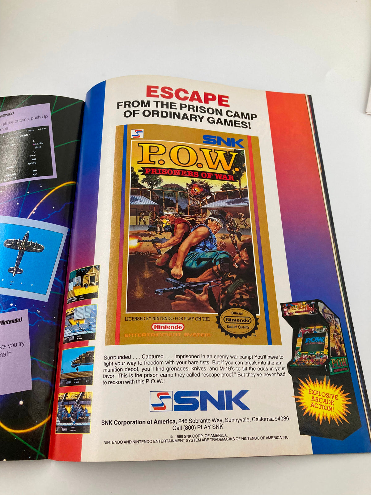 GamePro Magazine December 1989 presenting the game P.O.W. (Prisoners of War) with a colorful advertisement showcasing action-packed gameplay.