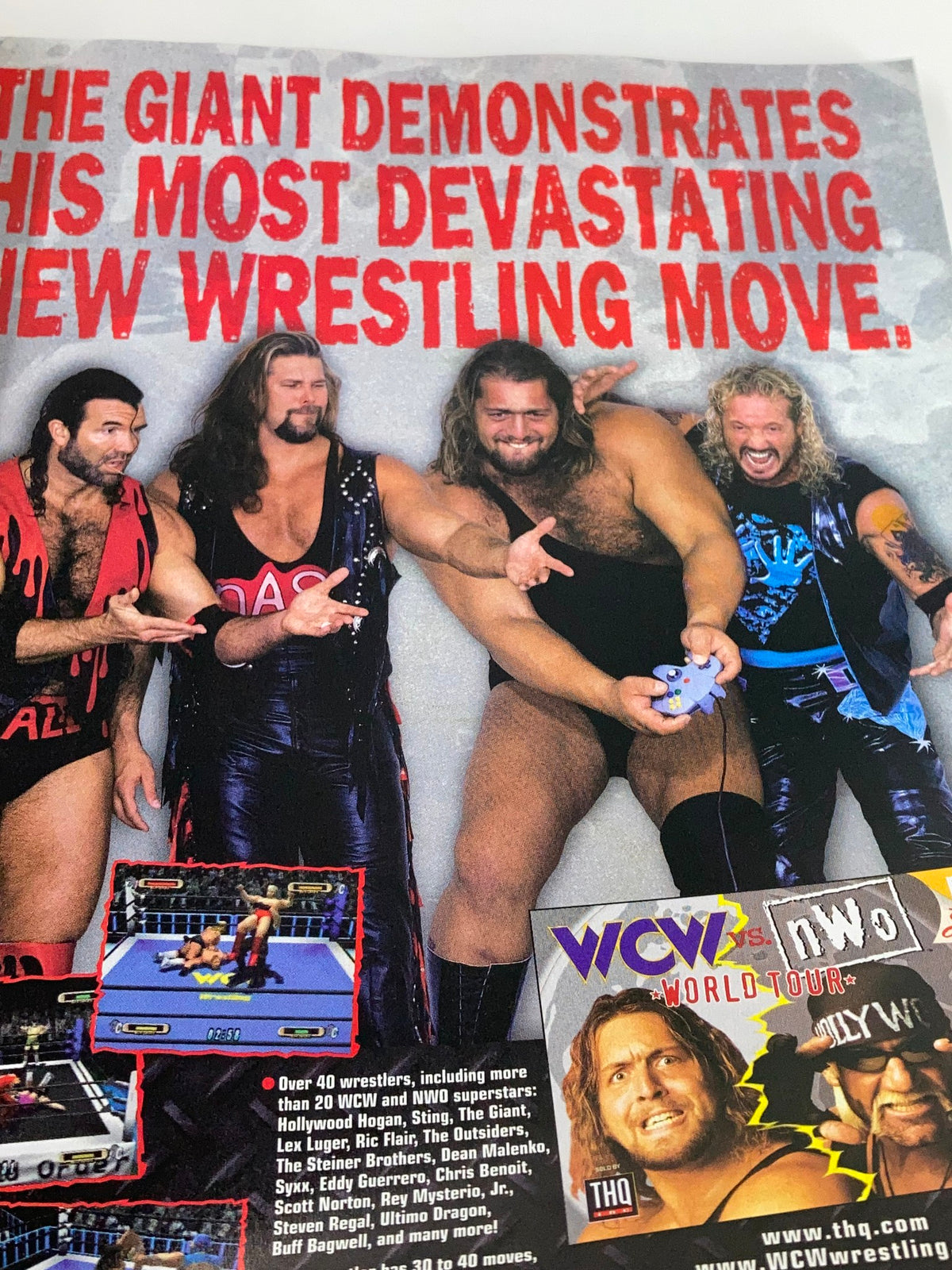 Advertisement page from GamePro Magazine January 1998 featuring wrestling video games and prominent wrestlers of the era, reflecting 90s gaming culture.