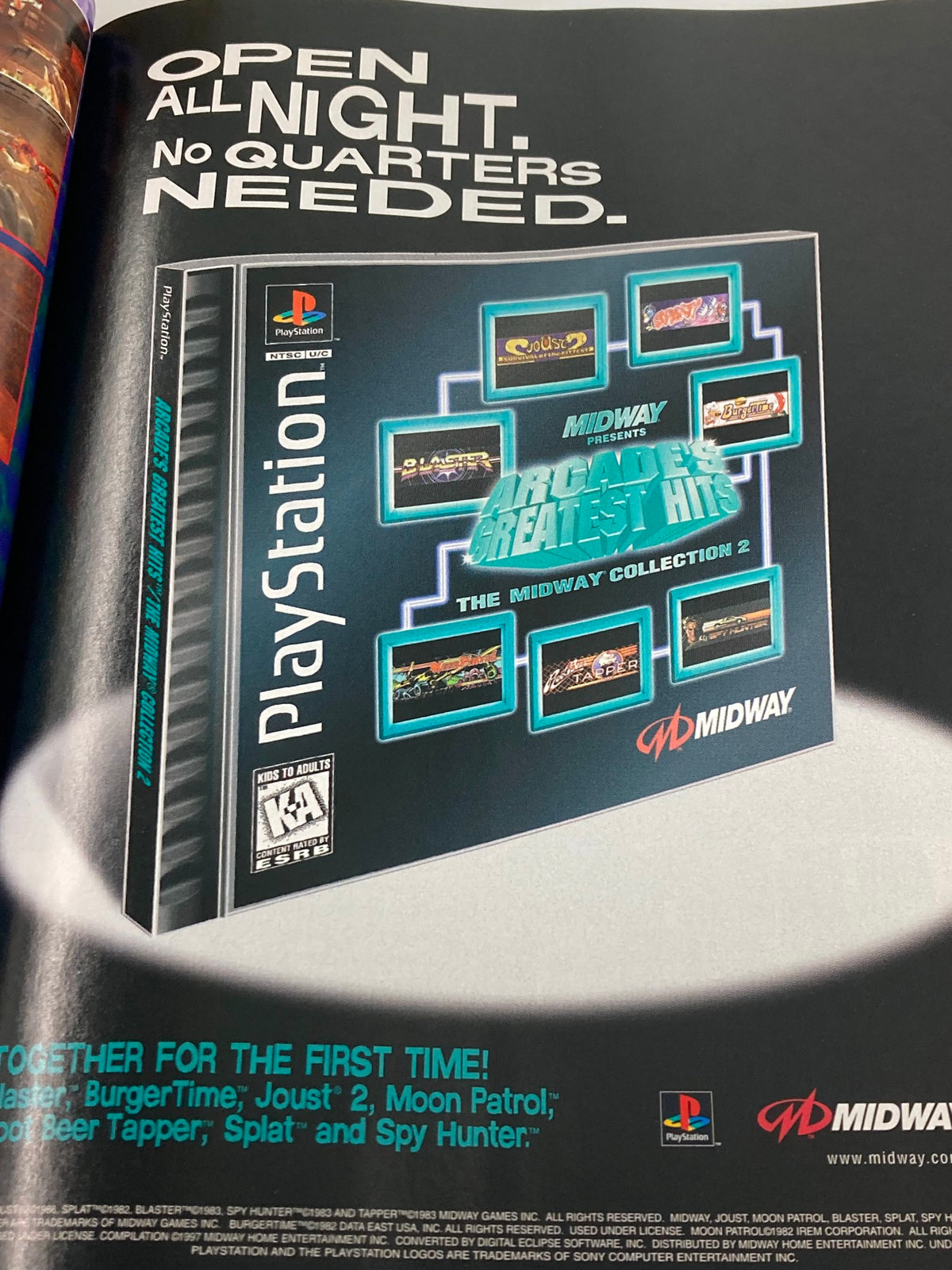 GamePro Magazine January 1998 - Mortal Kombat 4 and Quick II Riven highlighting an ad for Midway's Arcade's Greatest Hits, presenting classic games free of quarters.