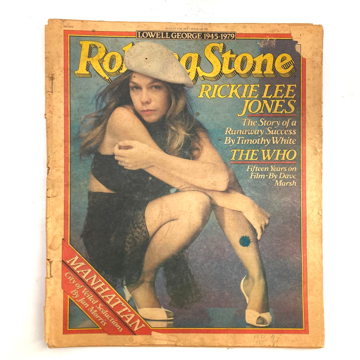 Cover of Rolling Stone Magazine dated August 9, 1979, featuring Rickie Lee Jones, highlighting her story as a runaway success alongside The Who's film feature.