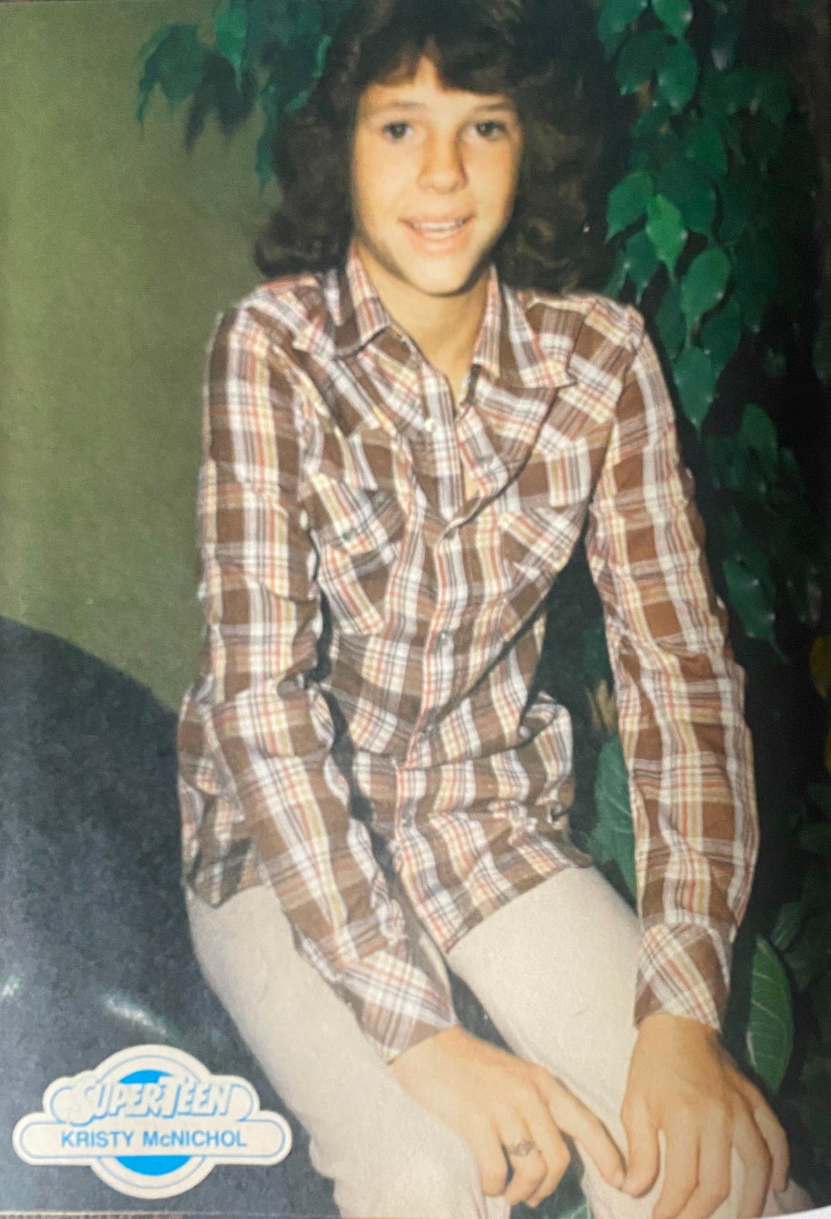 Image of Kristy McNichol featured in SuperTeen Photo Album No. 5, showcasing a young star in a plaid shirt with a warm smile, capturing the essence of teen idols from the 1970s and 1980s.