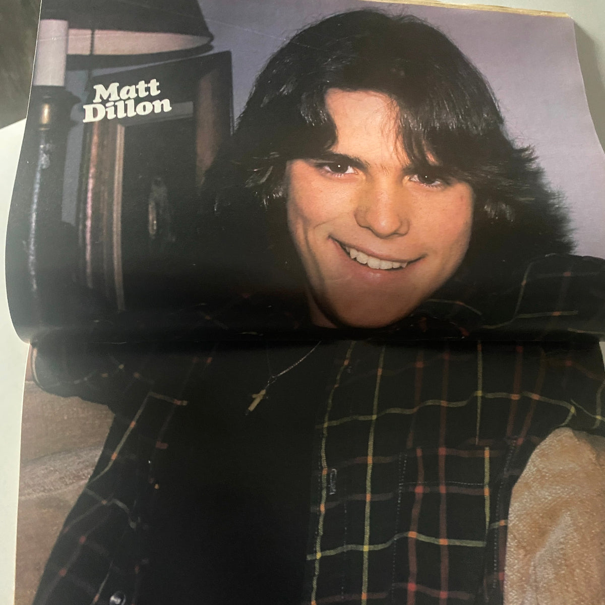 Matt Dillon featured in Teen Bag Magazine November 1980, displaying a close-up image of the actor with a charming smile, part of the exclusive celebrity content spotlighting notable figures from the 1980s.