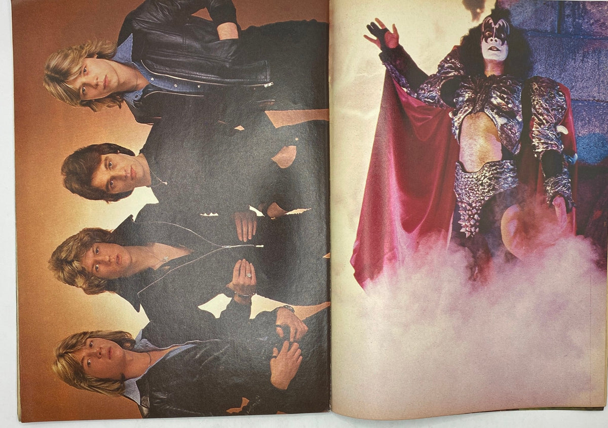 Double page spread from Teen Pin-Ups Magazine June 1981 featuring iconic rock figures and performances.