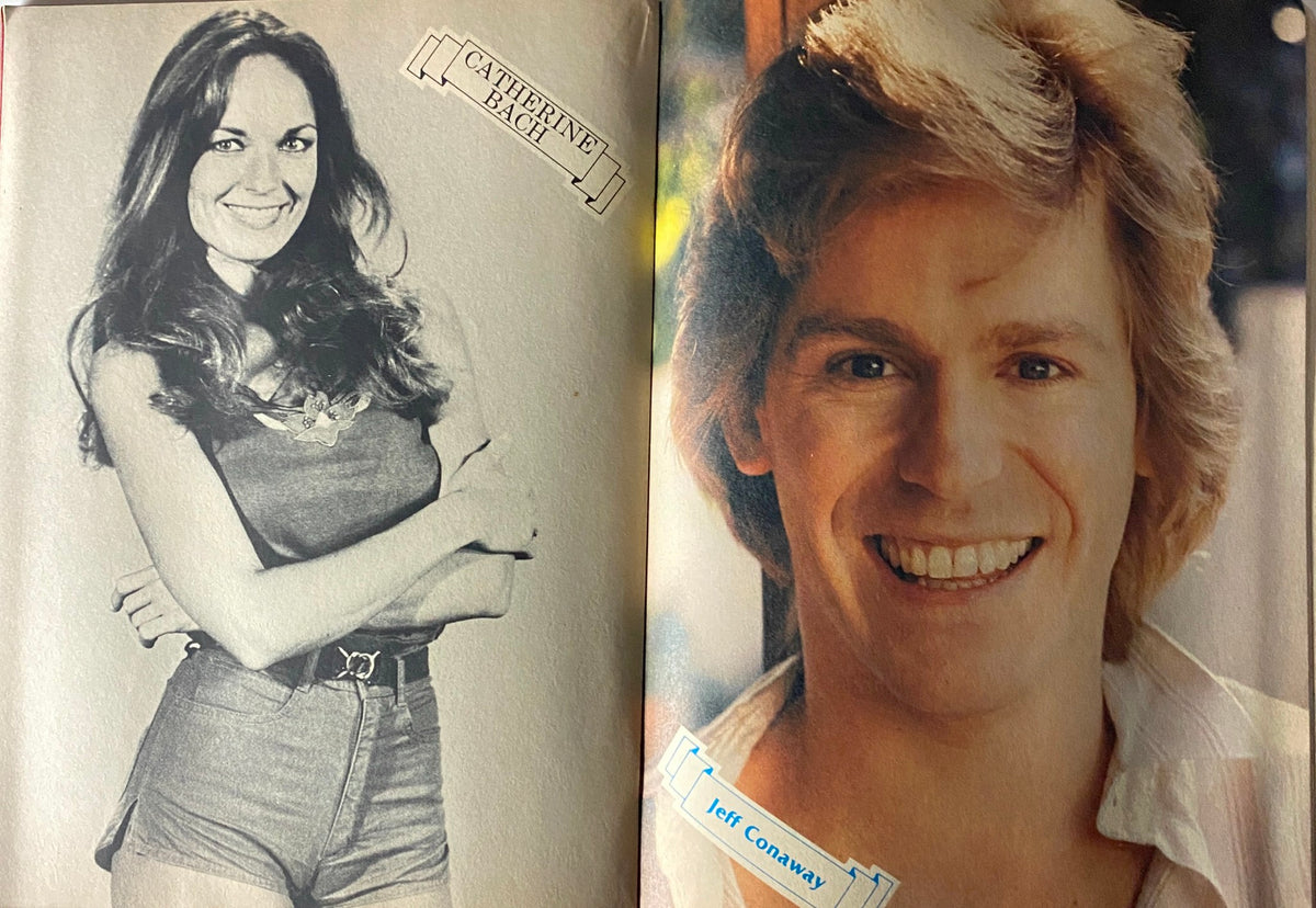 Catherine Bach and Jeff Conaway showcased in Teen Stars Photo Album Issue No. 36, reflecting the glamour and charm of the era's leading figures.